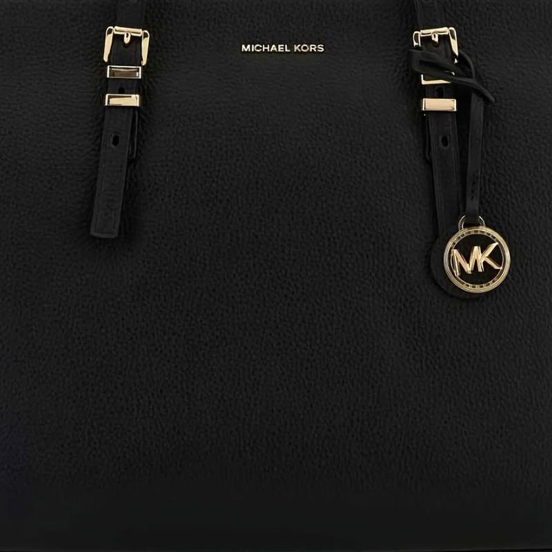 Michael Kors Квинн Классическая Модная Кожаная Сумка-тоут На плечо Большая Унисекс Стиль для пары Черная