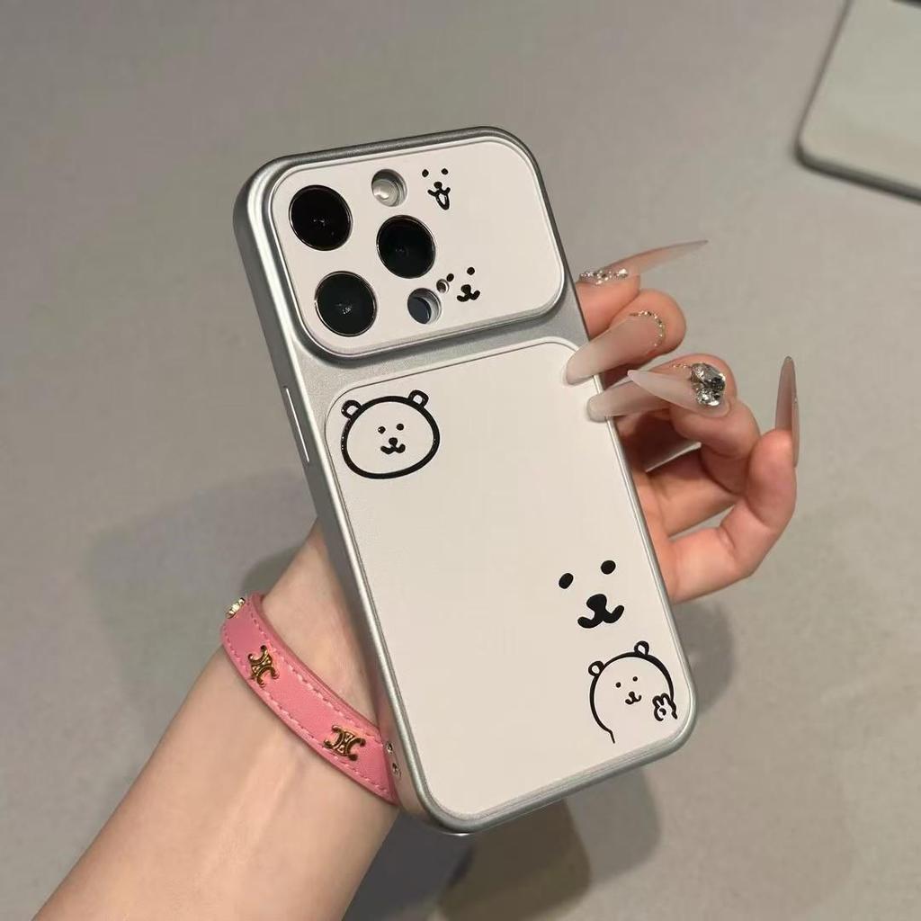 Самоироничный Медведь Чехол для iPhone 16 Pro Max/Apple 17 с гальваническим покрытием и Наклейка на окно