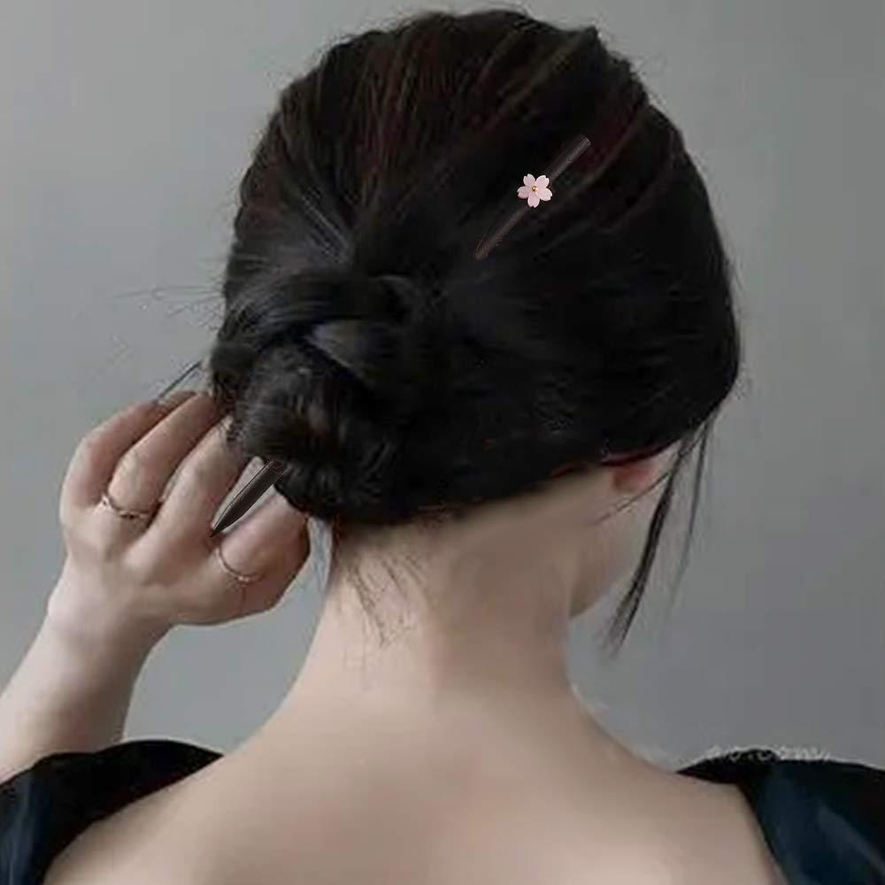 Disk Hair Vintage Chinese Style Simple Hair Sticks Flower Hairpins Wooden Hairpin Hair Accessories