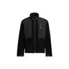 Solid Color Logo Print Zip-Up Stand Collar Jacket Men Jackets Black HN8958