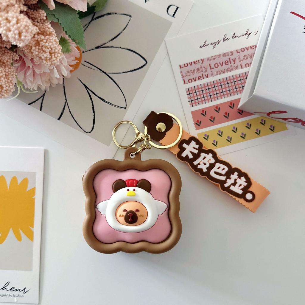 Милый силиконовый кошелек для монет в виде капибары, мультяшный кошелек-капибара, мини-сумка для ключей, трехмерная квадратная сумка, забавный кулон для рюкзака