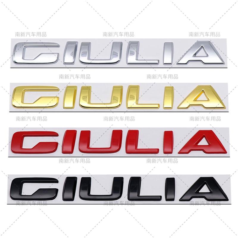 RZUD8 3D Metal Q2 Q4 Letter Badge Rear Giulia Stelvio Trunk Emblem Car Stickers For Alfa Romeo Giulia Stelvio Car Styling Accessories