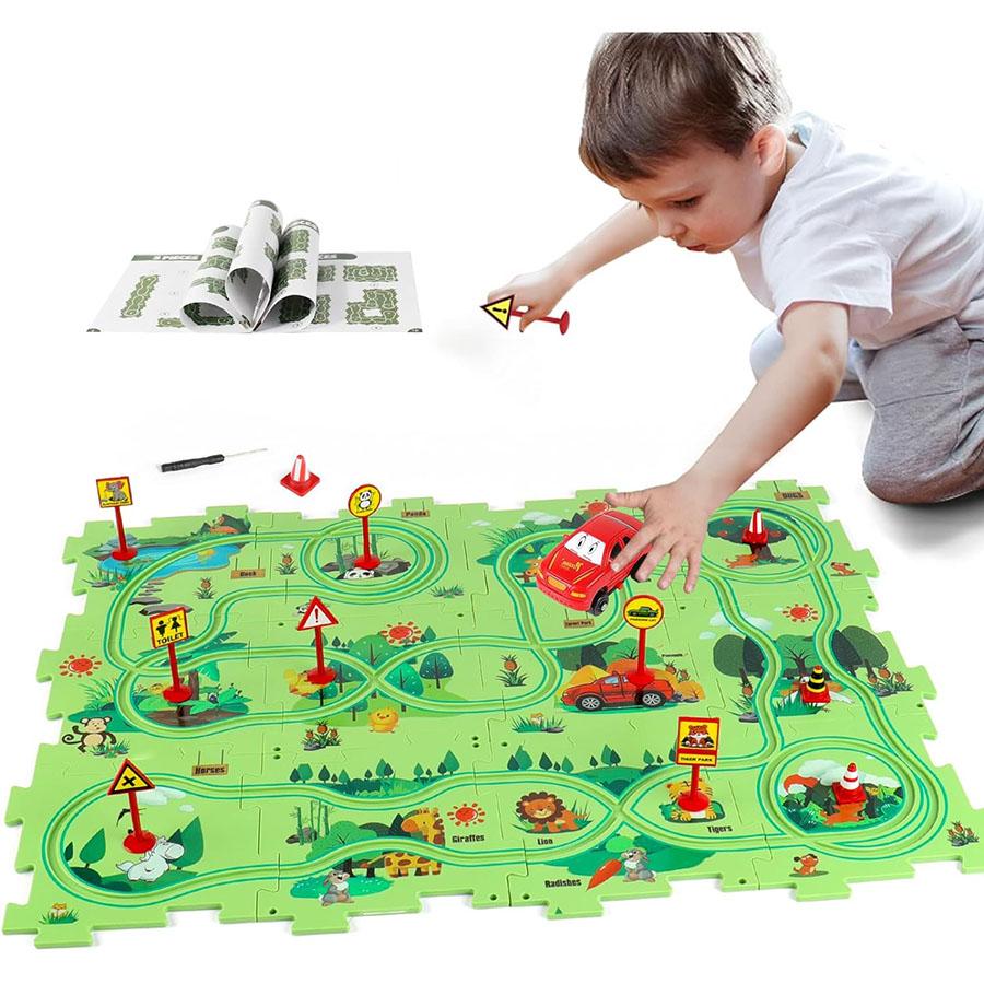 Logic Board Game for Kids Jigsaw Puzzle Toys Race Car Track Toys Slot Rail Toys for Kids Monetssori Educational Toys