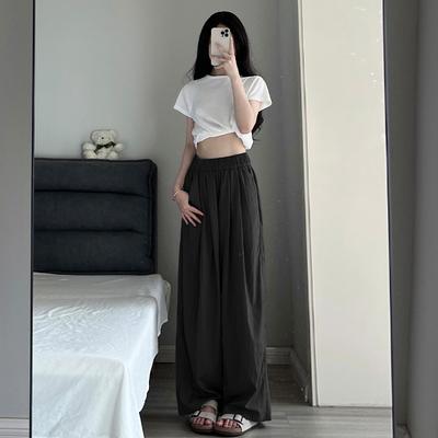 Повседневные брюки женские летние новые свободные прямые широкие брюки с высокой талией