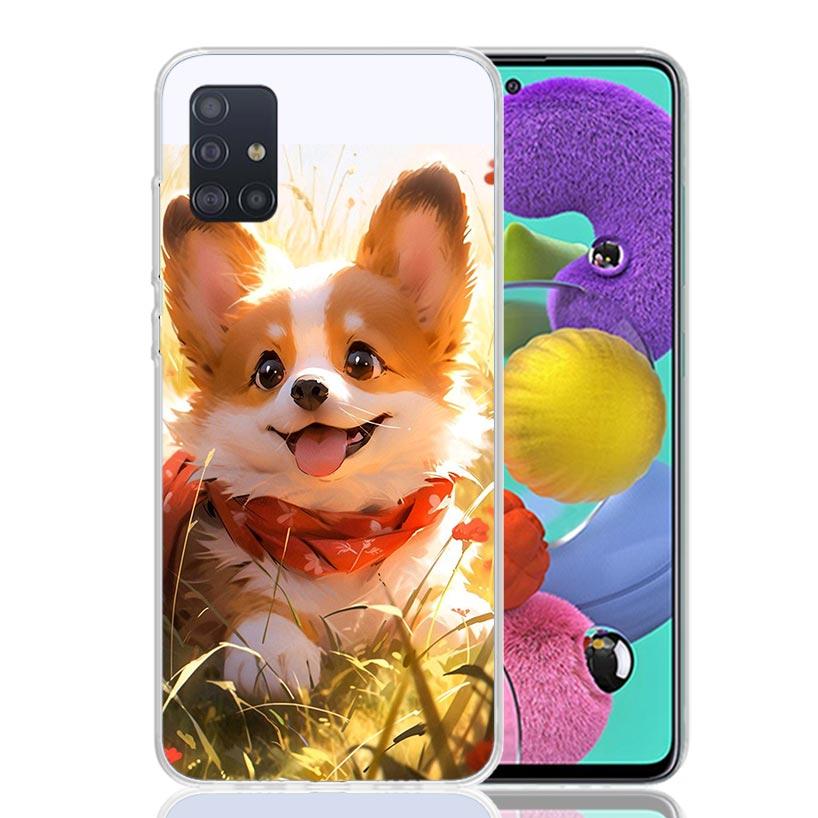 Cartoon Corgi Cute Dog Phone Case For Samsung Galaxy A52 A32 A22 A12 A02S A50S A30S A51 A31 AA71 Note 20 Ultra 10 S10 Plus Galax