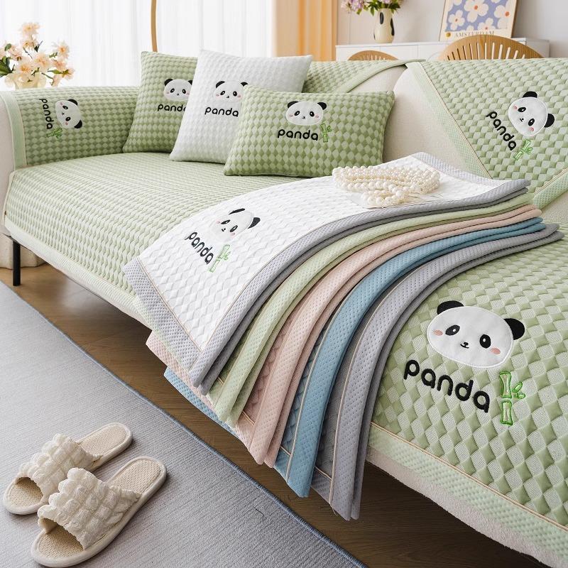 Ice Silk Mat Sofa Cushion Summer Non-Slip Seat Cushion Cartoon Cute Wind Cooling Sofa Cover Backrest Towel Cover Cloth
