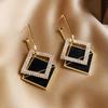 Серьги геометрической формы с бриллиантами в форме квадрата, атмосферные серьги с двойным прямоугольником и преувеличенным темпераментным дизайном