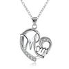 Mom Heart-shaped Pendant Diamond Letter Alloy Rhinestone Women Necklace Jewelry Mother Gift