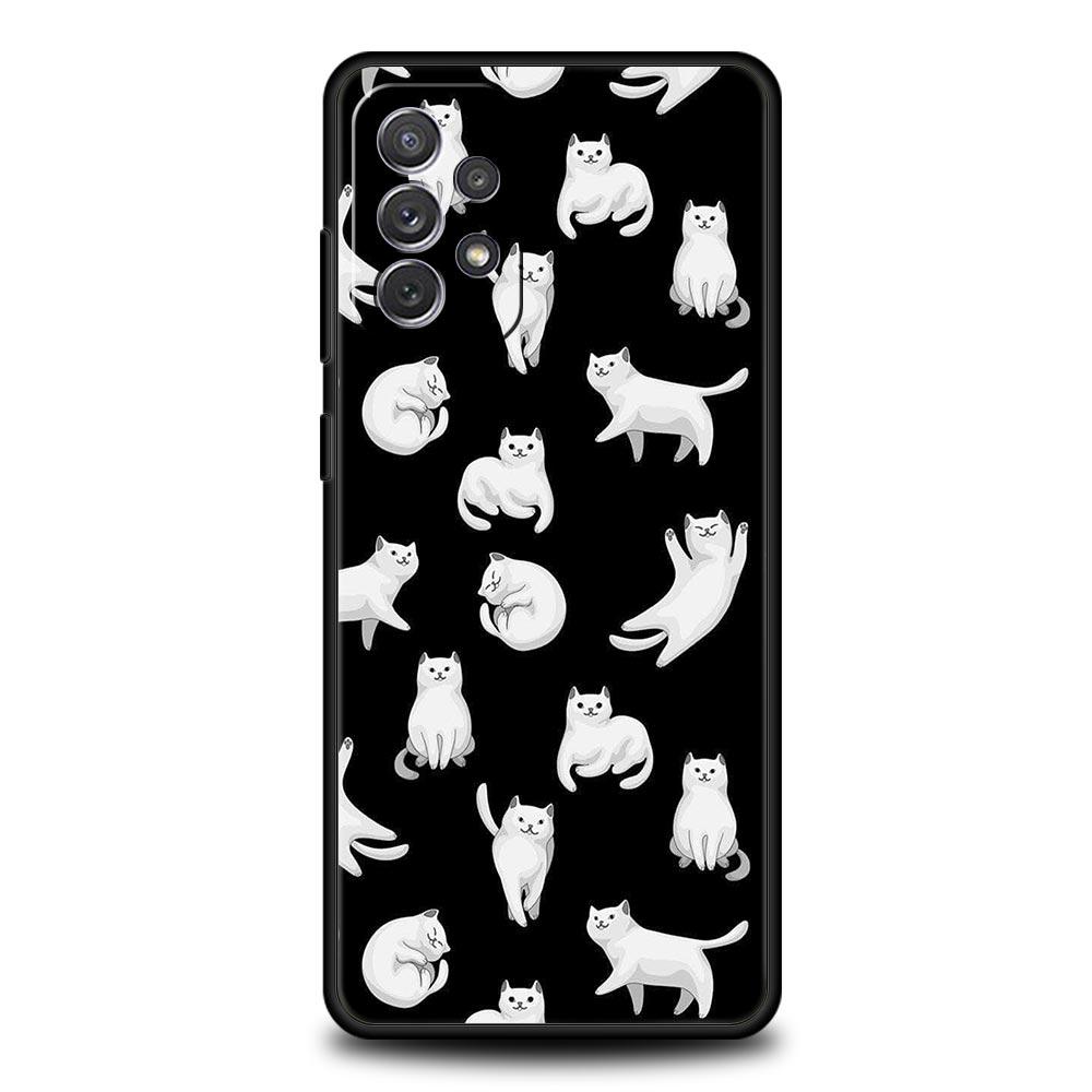 Забавный чехол с черным котом для Samsung A57 A37 A51 A71 A21S A17 A11 A15 A25 A31 A41 A23 A33 A53 A73 A07 A05S A13 A35 A55 5G