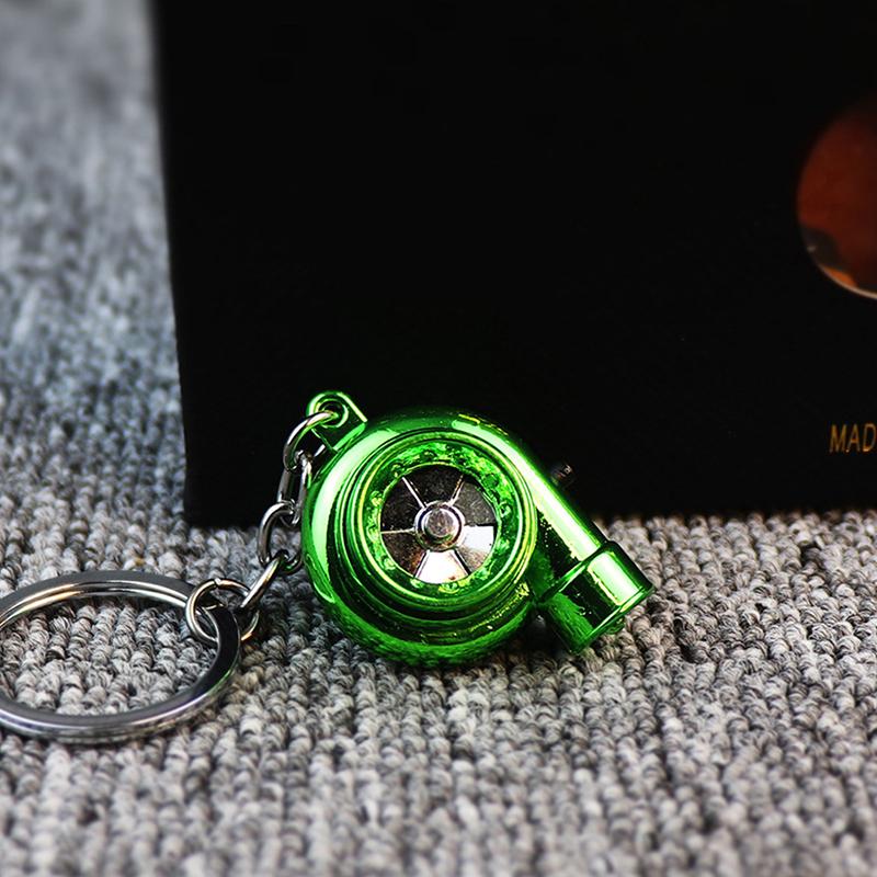 Electric Mini Turbo Turbocharger Keychain Spinning Turbine Key Chain Pendants