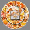 50 Orange Ins Style DIY Stickers Small Fresh Japanese Orange Decorative Mobile Phone Case Tablet Guka Stickers Waterproof