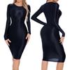 Women Oil-shiny Smooth Pencil Bodycon Dress Hip Wrap Miniskrt for Club Dating Disco Music Rave Party Costume Sexy Nightwear