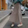 Knitted Skirt Women French Gentle Solid Casual High Waist Drape Feeling Show Thin Pleated Skirt Medium Long Wool Umbrella Skirt