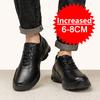 Men's Genuine Casual Leather Oxfords 6cm/8cm Hidden Elevator Height Increase Soft Sole Business Formal Comfortable Lace-Up Shoes