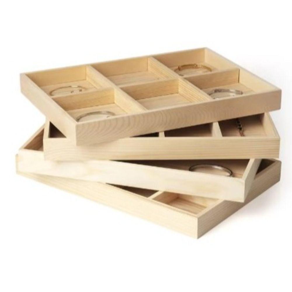 6/12/24/36 Ячеек Дисплей для ювелирных изделий Поднос Массив дерева Подставка для колец и серег Коробка для хранения ожерелий Браслет