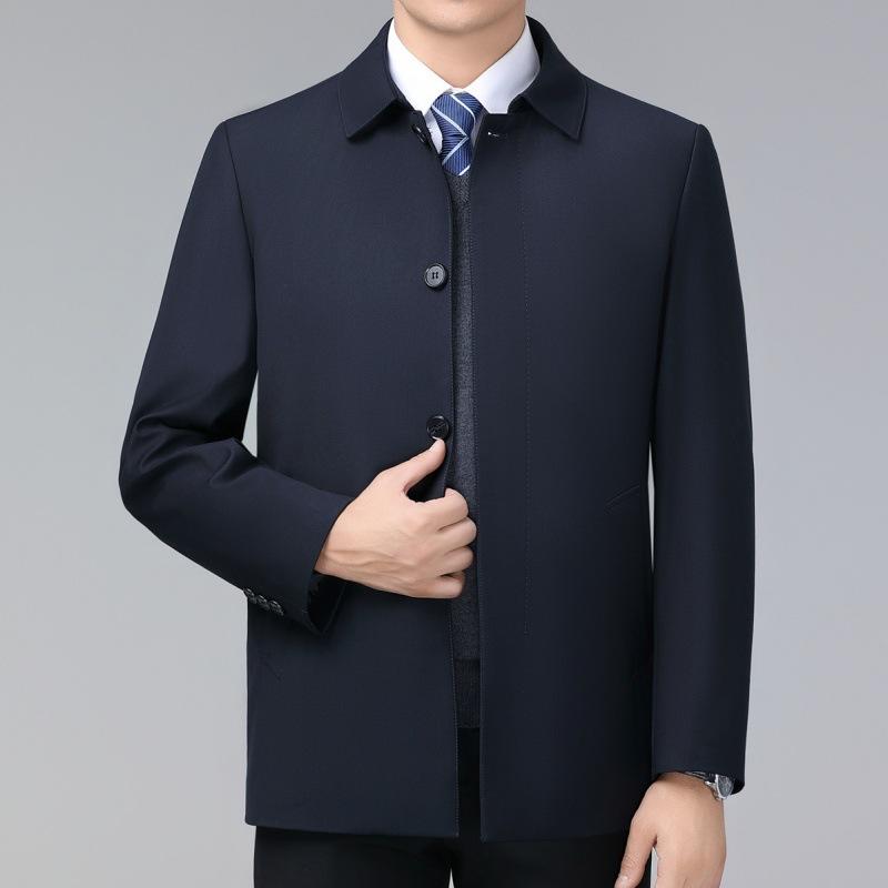 Пиджак из шелка Mulberry для мужчин среднего и пожилого возраста, повседневная утепленная куртка из бархата для папы, зимняя теплая куртка со свободными лацканами