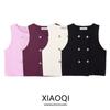 Fashion Style 2024 Autumn New Women's Clothing Easiest for Match Pink Plain Weaving Knitting Sleeveless Shorts Vest 5536113