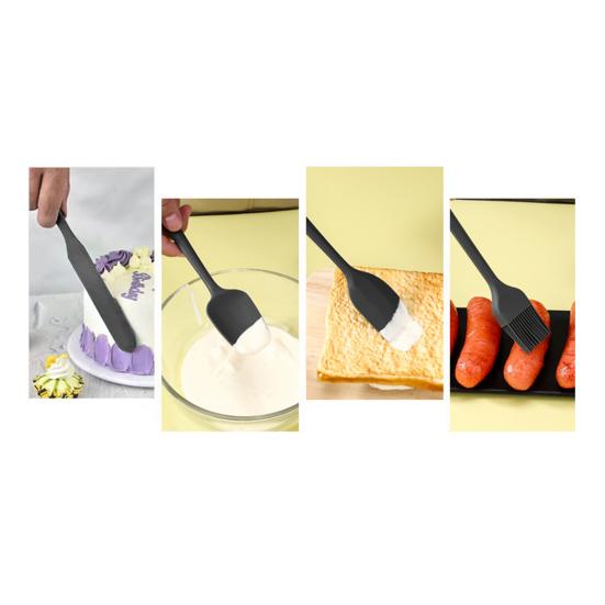 Набор из 6 силиконовых лопаток, термостойкая, без бисфенола А, для соскабливания, выпечки, приготовления пищи, кухонные принадлежности с силиконовой щеткой