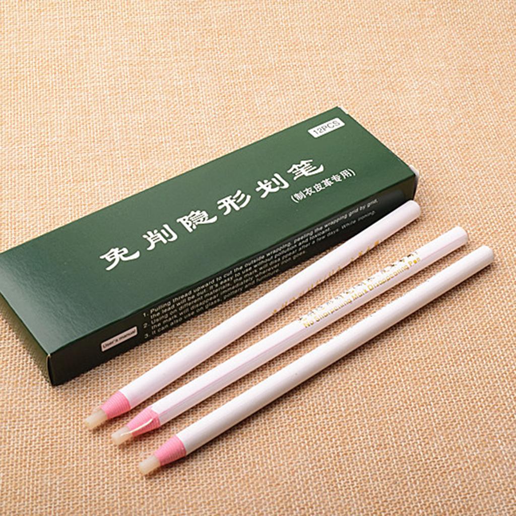 12 шт. швейных карандашей для портного, белые маркеры для ткани, без заточки, для пошива кожаных тканей, портной швейный карандаш