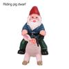 Naughty Miniature Dwarf Figurine Riding Pig Gnome Female Goblin Statue Fairy Garden Decorations Micro Landscape Handicraft Gift