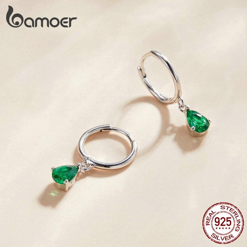 BAMOER 925 Sterling Silver Hypoallergenic Water Drop Ear Buckles for Women Delicate Jewelry