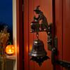 Witch Doorbell Hanging Ornament Iron Craft Broom Riding Witch Resin Vintage Home Decor for Halloween Christmas Party Favors