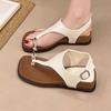 French Platform Metal Buckle Cover Toe Sandals Female Summer 2025 New with Skirt Fairy Style Square Head Roman Shoes