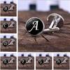Men's Fashion A-Z Single Alphabet Cufflinks Silver Color Letter Cuff Button for Male Gentleman Shirt Wedding Cuff Links Gifts