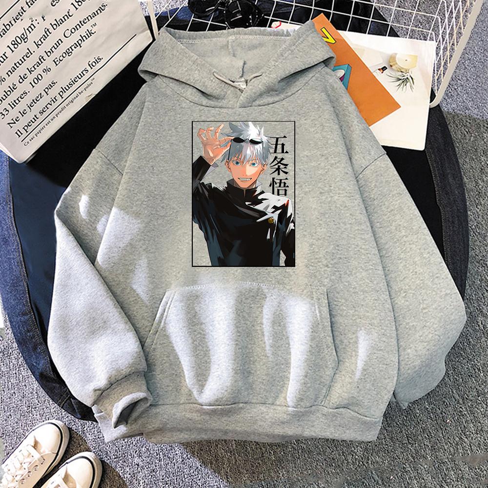 Толстовки Harajuku Jujutsu Kaisen для мужчин и женщин, толстовка с длинными рукавами Satoru Gojo, хит продаж, черные толстовки в стиле аниме Манга, верхняя одежда