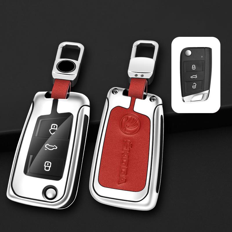 CAPR9 Zinc Alloy Car Folding Remote Key Fob Case Cover Holder Shell For Skoda Octavia A7 Kodiaq Karoq Keychain Accessories Protector