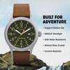 (Таймекс) Часы Timex Expedition Scout мужские, 40 мм, серебристый корпус, зеленый циферблат, коричневый кожаный ремешок, размер 40