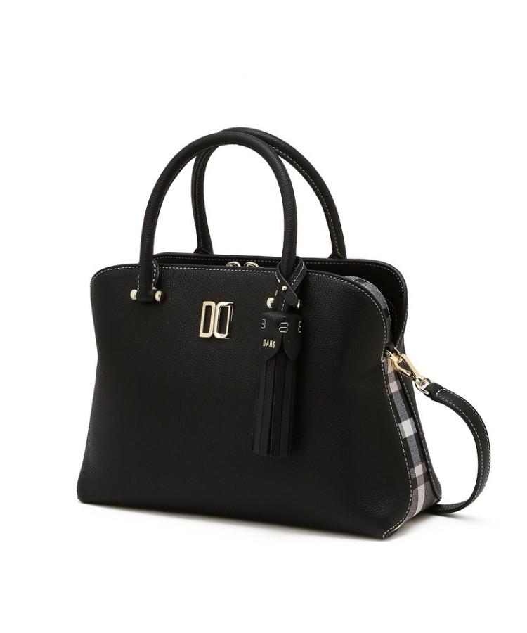 Daks Womens Accessories Black Dd Logo Cowhide Tote Bag_Dcba6E750Bk