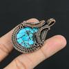 Tibetan Turquoise Pendant, 999 Copper Wire Wrapped Gemstone Jewelry, Handmade Pendant, For Thanksgiving