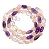Natural Amethyst Rose Quartz Crystal Gemstone Smooth Beads Necklace 17" UB-3031 UB-3031
