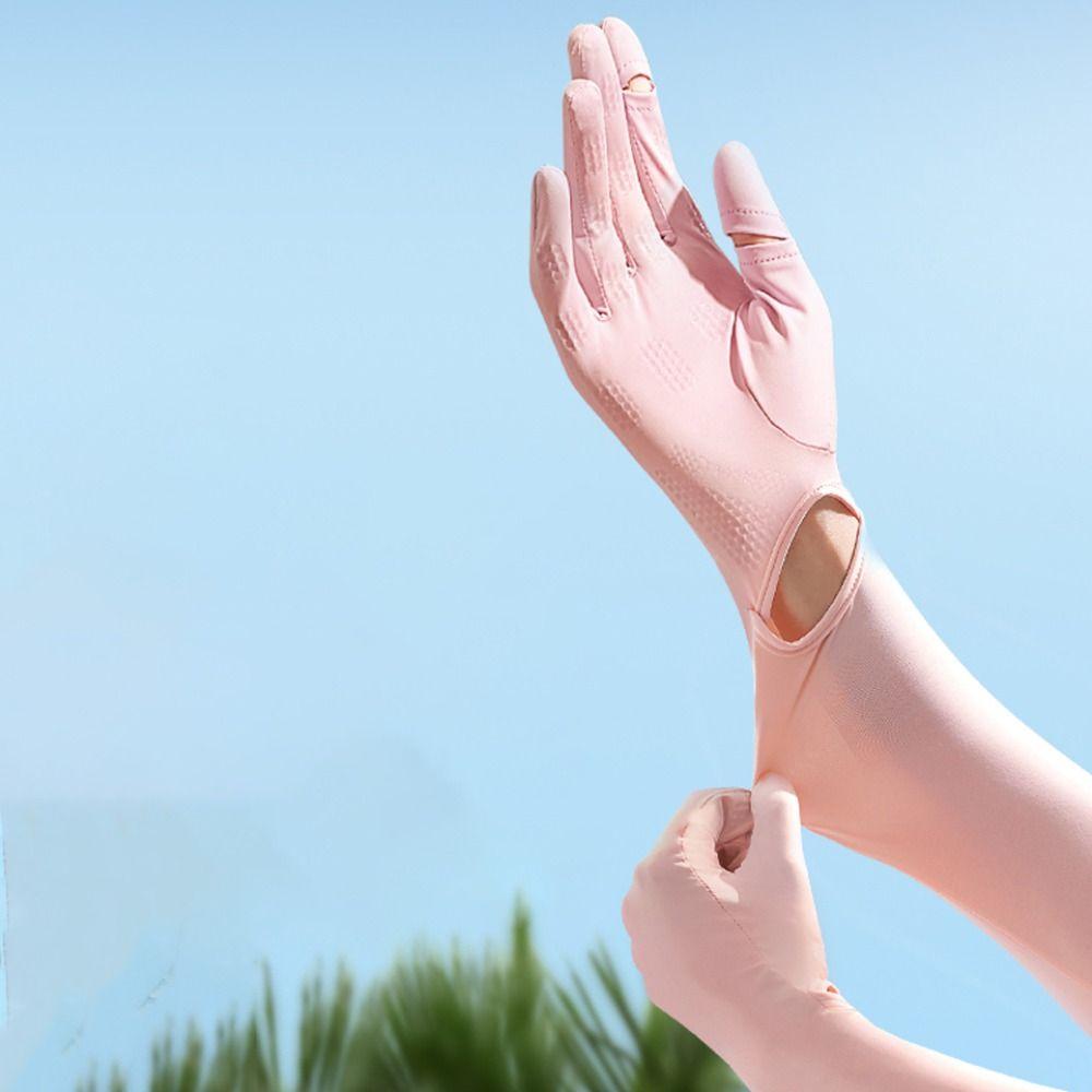 Elastic Long Ice Silk Sleeves Thin Cycling Gloves Breathable Sunscreen Arm Covers Outdoor
