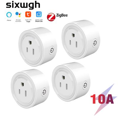 Умная розетка Tuya Zigbee с вилкой США для хаба-шлюза. Беспроводное дистанционное управление через приложение для умного дома. Работает с Alexa и Google Home, делая дом умнее.