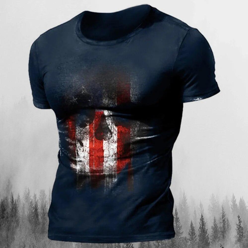 Мужские футболки, летняя винтажная футболка с 3d ужасами и черепом в стиле хип-хоп, рок, уличная футболка с круглым вырезом и короткими рукавами, футболка большого размера, мужская одежда