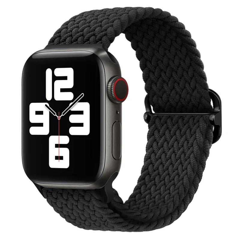 Плетеный ремешок Solo Loop для Apple Watch 10 Band 42 мм 46 мм 45 мм 44 мм 40 мм 9 8 7 6 5 4 SE 2 Регулируемый эластичный нейлоновый ремешок iWatch Ultra