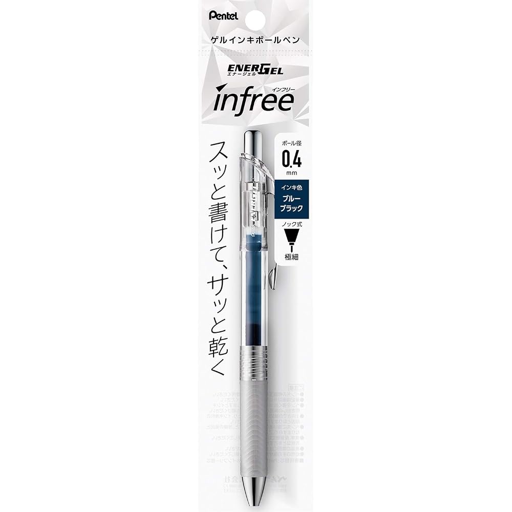 Шариковая ручка Pentel Гелевые чернила Гель Infree 0,4 мм Прозрачный корпус XBLN74TL-CA Сине-черный