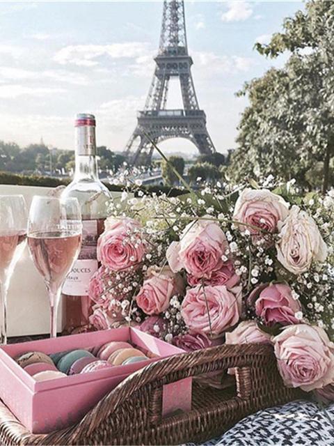 Алмазная картина Эйфелева башня мозаика цветок вышивка бисером здание уличный пейзаж новое поступление DIY декор для дома