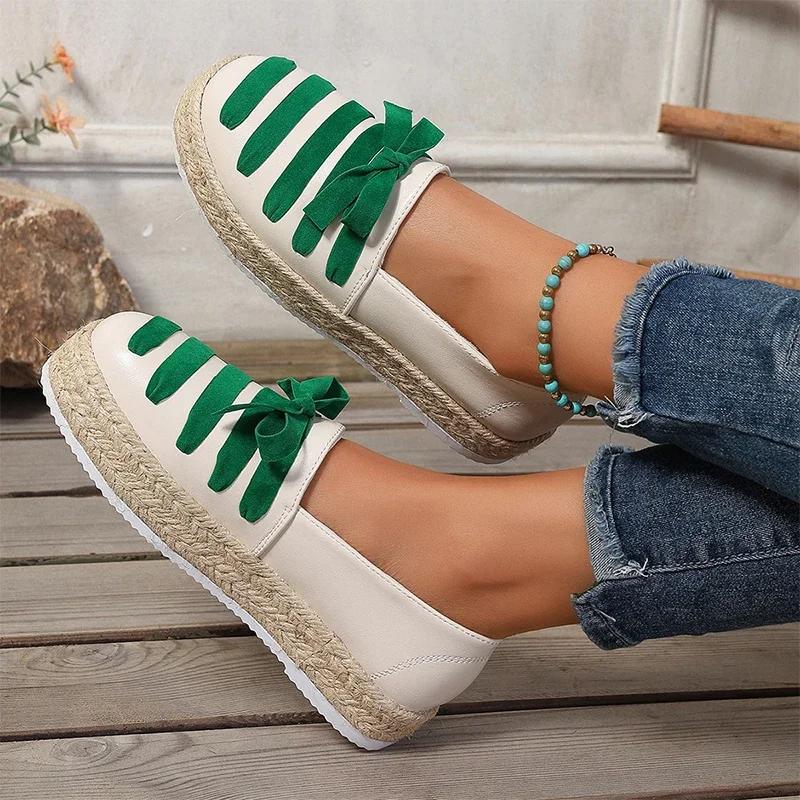 Модные женские туфли-лоферы с бантом на плоской подошве, повседневная обувь на платформе 2024 года, дизайнерская новая брендовая обувь для прогулок, удобное осеннее платье, женские туфли Zapatillas