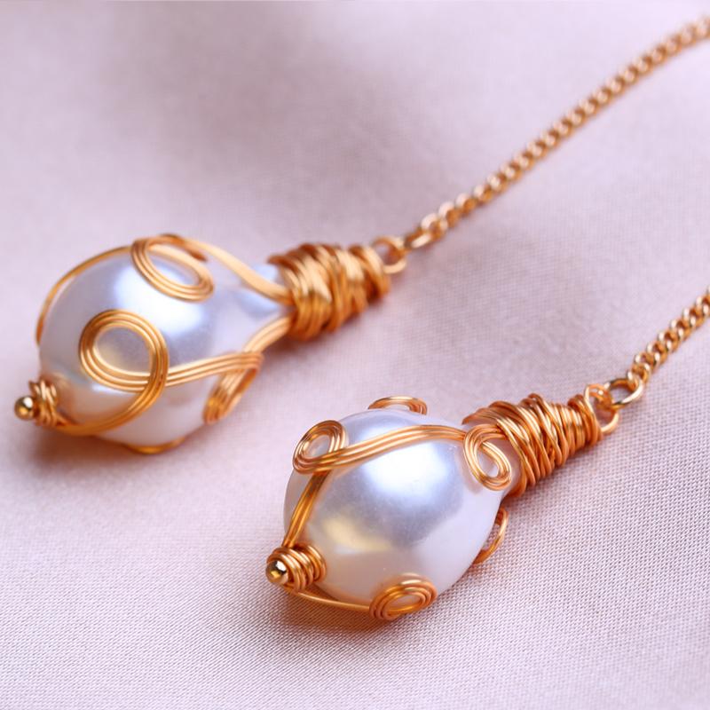 KNIKOO Drop Earrings For Women Fashion Pearl Earrings Jewerly For Wedding Bride Party Flower Earrings Gifts