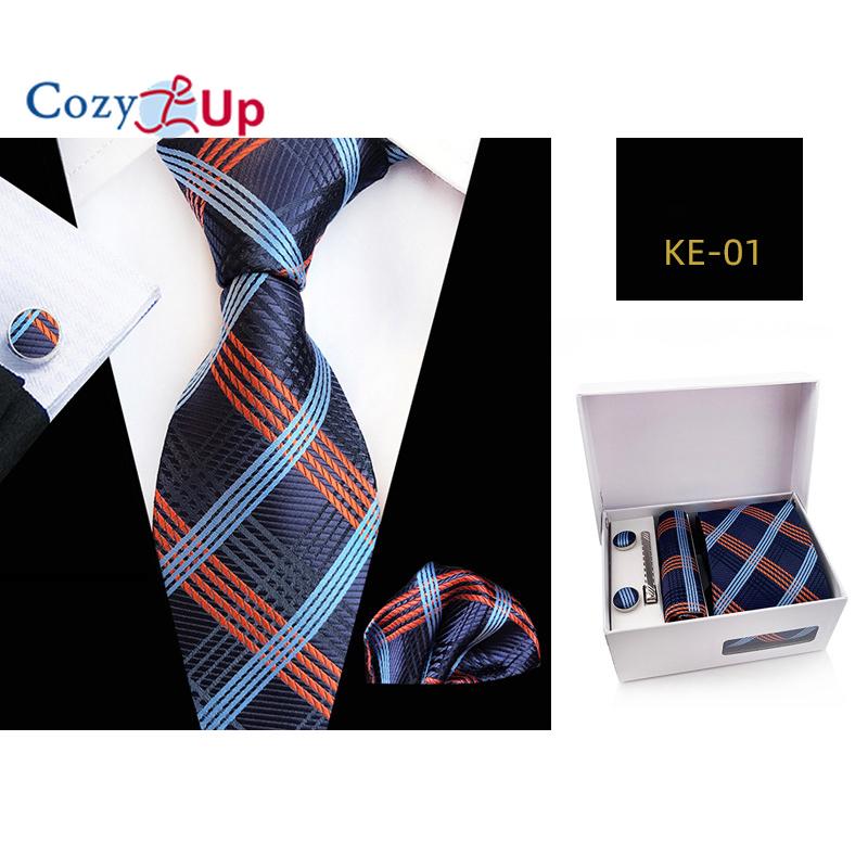 Cozy Up Ties for Men Set with Pocket Square Cufflink and Tie Clip | Necktie Handkerchief In Gift Box for Wedding