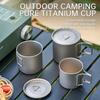 Outdoor Pure Titanium Mug Foldable Handle Delivery Storage Bag Portable Storage Camping Hiking Picnic Tableware