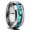 Fashion 8mm Silver Color Brushed Men 'S Stainless Steel Ring Colorful Abalone Shell Inlay Men 'S Ring Wedding Band Jewelry Gifts