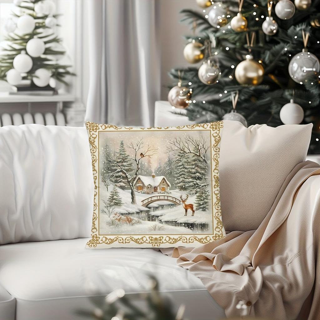 Рождественское украшение наволочка новогодний подарок зимняя рождественская елка олень снеговик наволочка для подушки домашняя комната диван наволочка