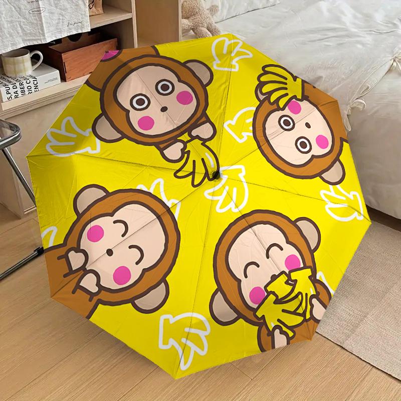 1PC Monkey SanrioUmbrella-8-Rib Reinforced, Automatic Open, Lightweight & Durable, Cute Fashion Accessory for Outdoor-P142