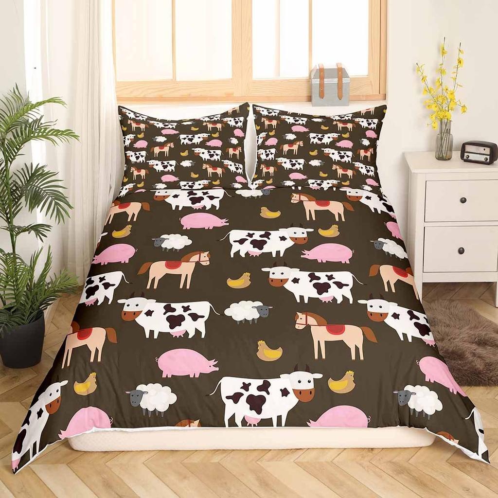 Пододеяльник с изображением лесной тематики King Queen, милый комплект постельного белья с изображением животных из мультфильмов, медведя, дерева, дикой природы, покрывало из полиэстера