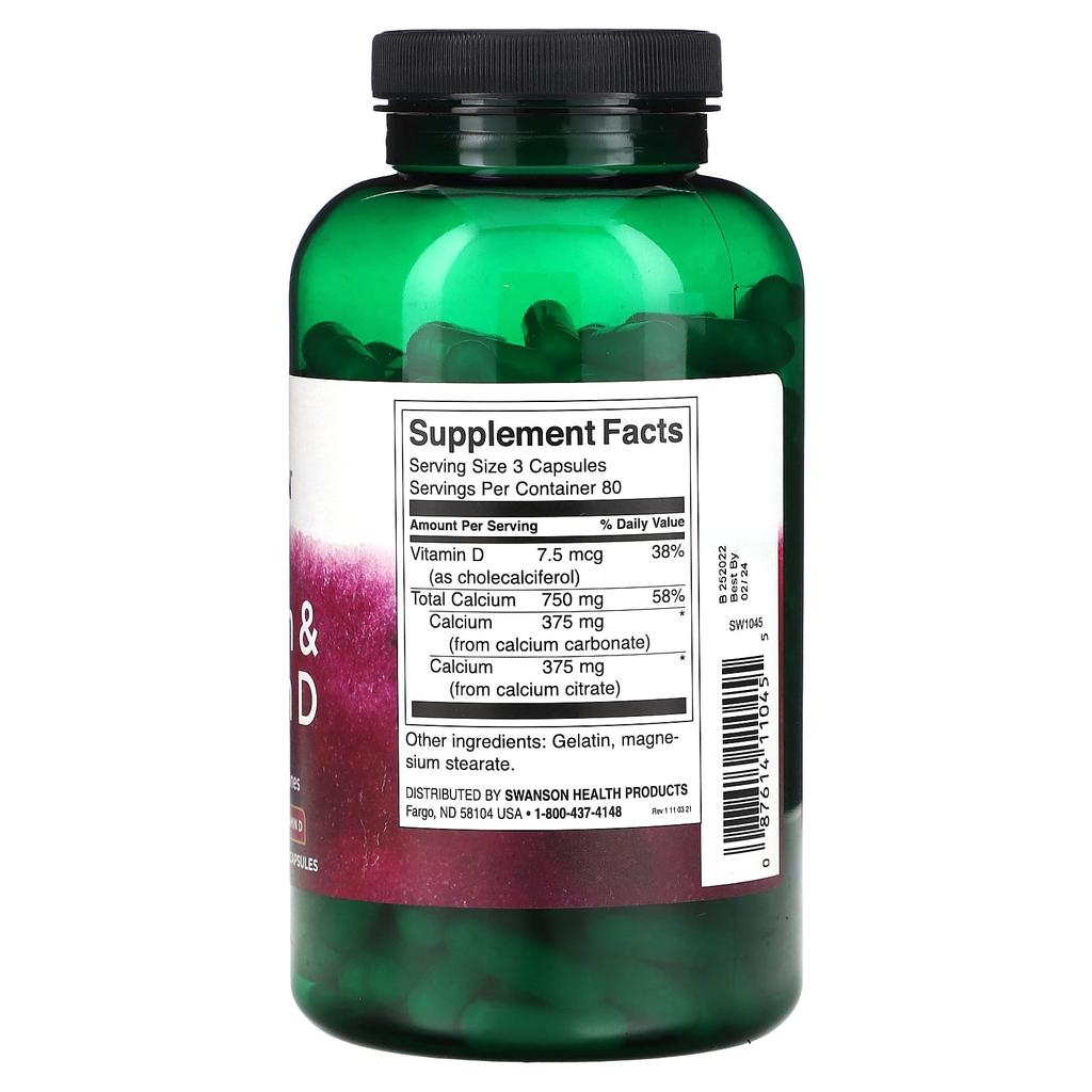 Calcium & Vitamin D, 240 Capsules