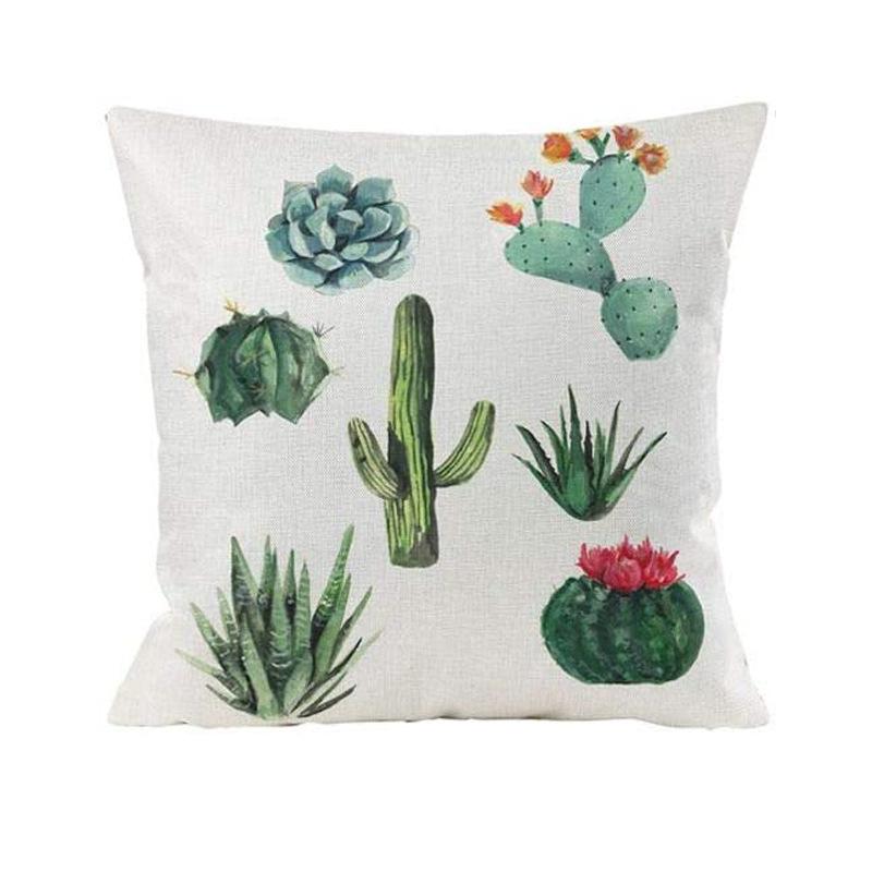 Simple Modern Green Leaves Tropical Plant Series Linen Pillowcase Nordic Small Fresh Style Cushion Cover